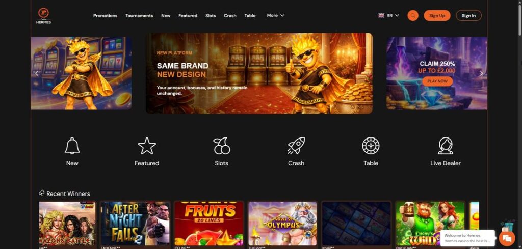 Hermes Casino — page d’accueil