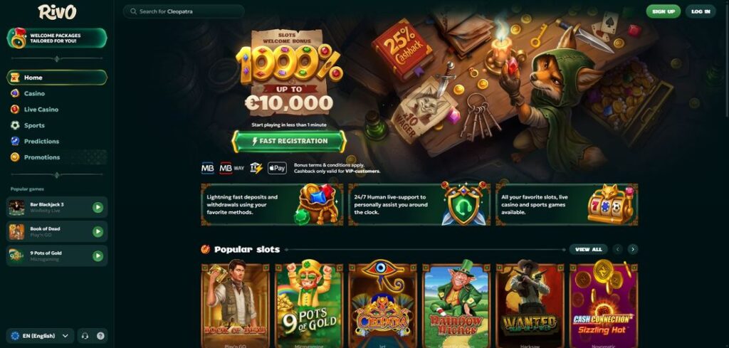 Rivo Casino — page d’accueil